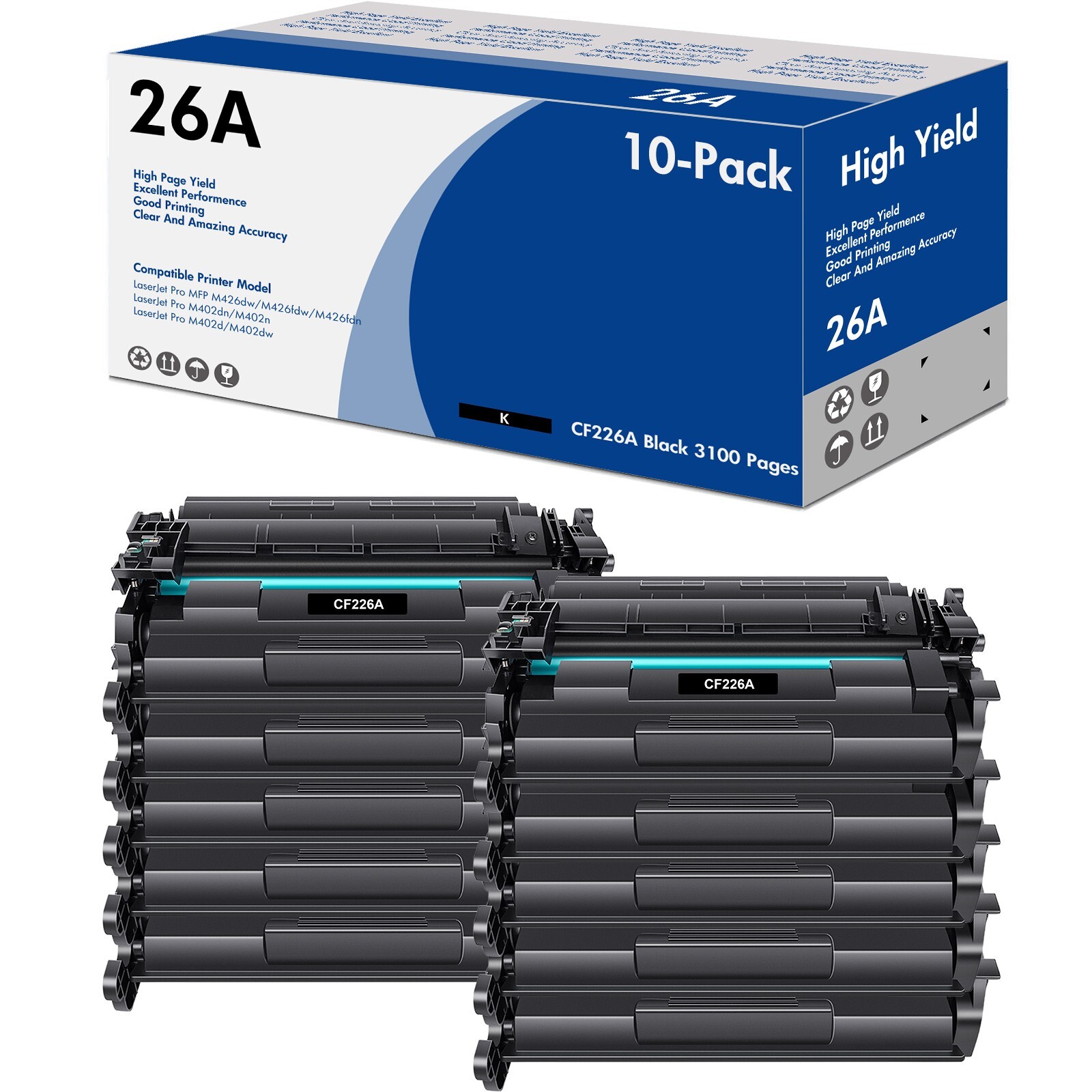 10x CF226A Ink Toner Cartridges for HP 26A LaserJet Pro M402dw M426fdn MFP