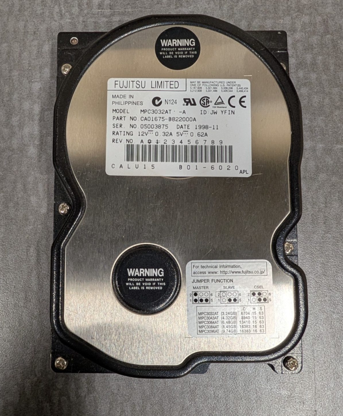 ** Fujitsu 3.24GB IDE 3.5" Hard Disk Drive MPC3032AT