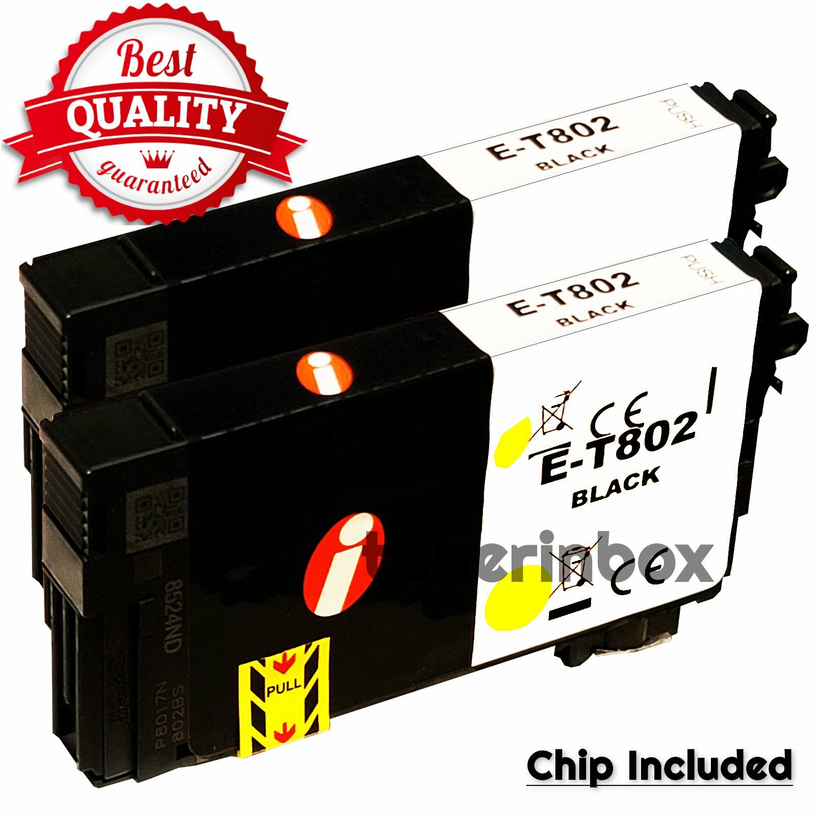 2pk T802 802BK Ink Cartridges For Eps  WorkForce EC-4020 EC-4030 WF-4720 4730