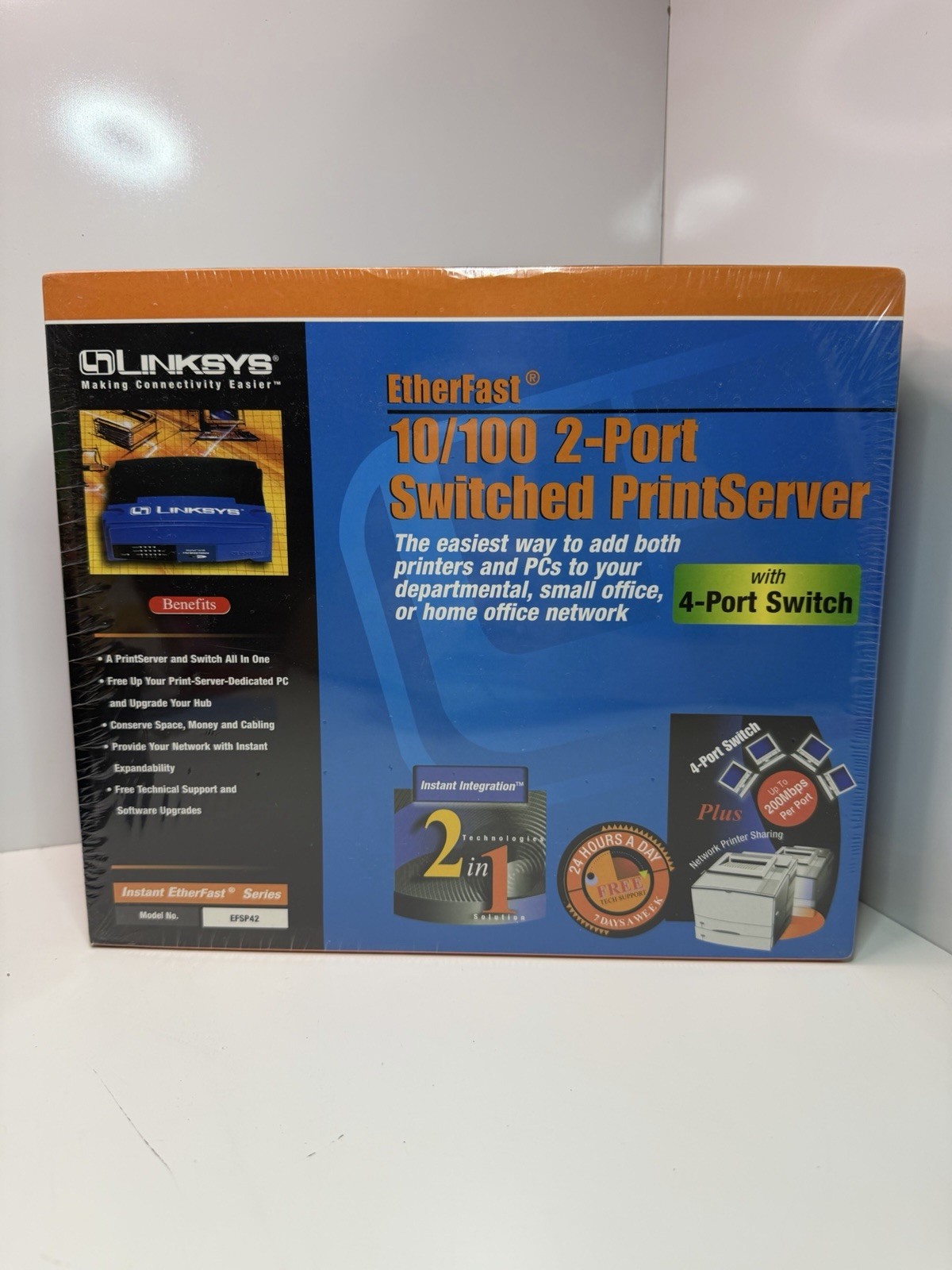 Linksys EFSP42 EtherFast 10/100 2-Port Switched PrintServer New Sealed