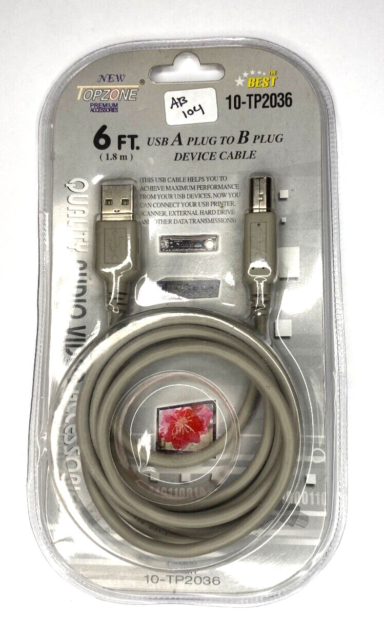 6ft USB Type A Plug to USB Type B Plug Device Cable Audio Video