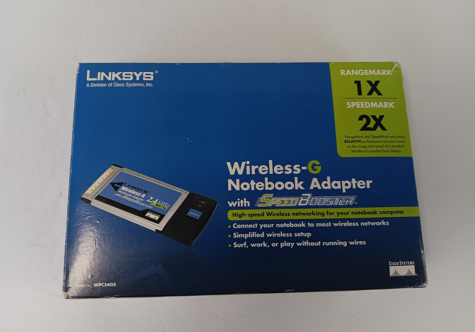Linksys Wireless-G Notebook Adapter WPC54GS SpeedBooster PCMCIA Card Complete in