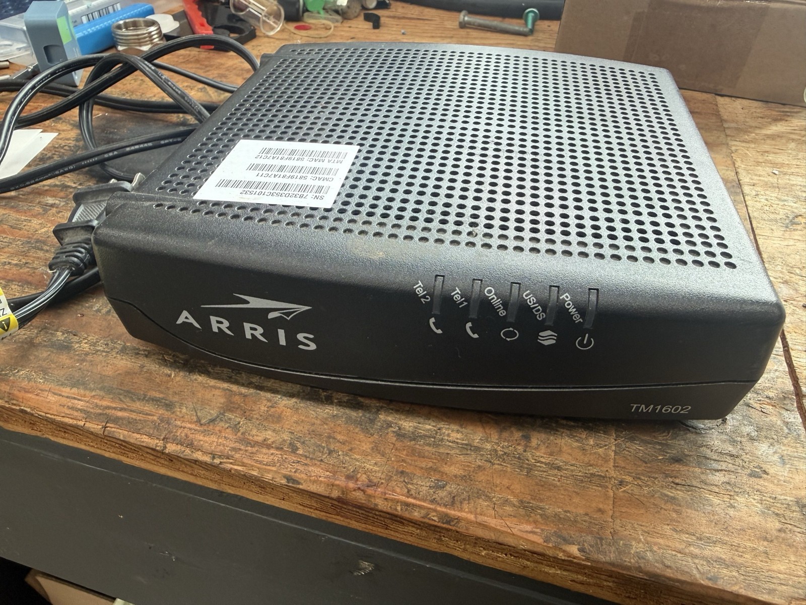 ARRIS TM1602A DOCSIS 3.0 Telephony Cable Modem 16x4 Optimum Spectrum w/ Cord