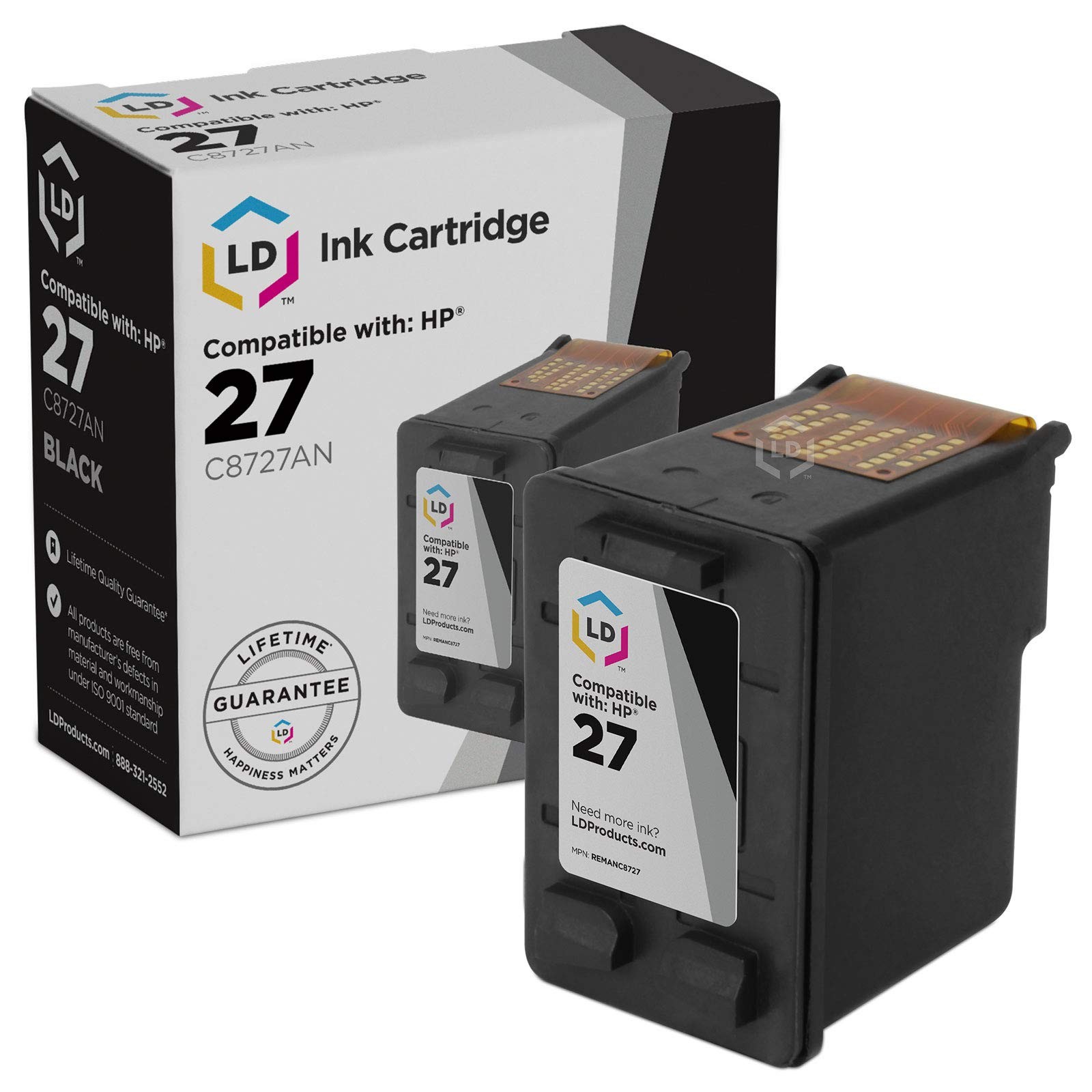 LD Replacement Replacement works with HP27 (HP 27) / C8727AN Black Ink Cartridge
