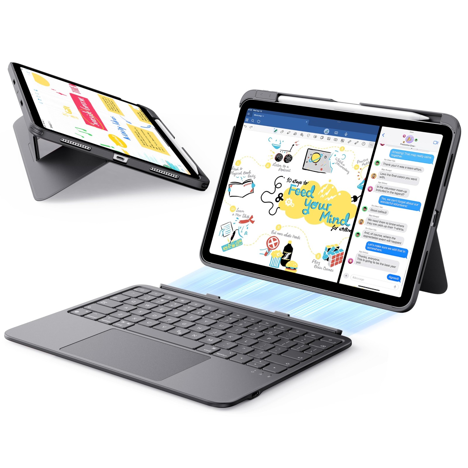 ESR Flex Keyboard Case iPad Air 11 M4 M3 M2 Detachable Trackpad Bluetooth Gray