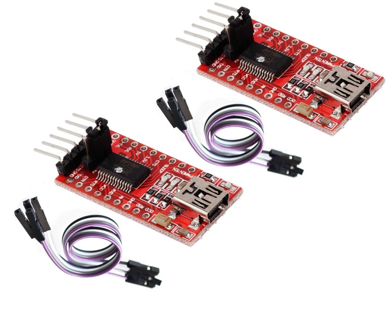 FTDI FT232RL USB to TTL Serial Converter Adapter Modules 5V and 3.3V Red 2pcs