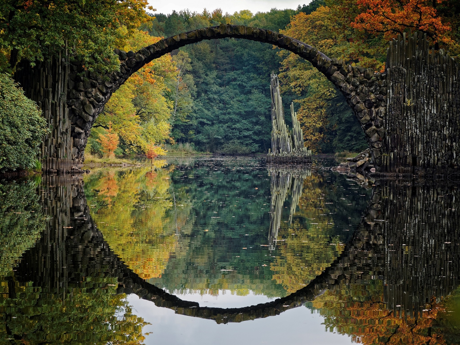 Landscape bridge river reflection fall colorful germany Custom Gaming Mat Desk