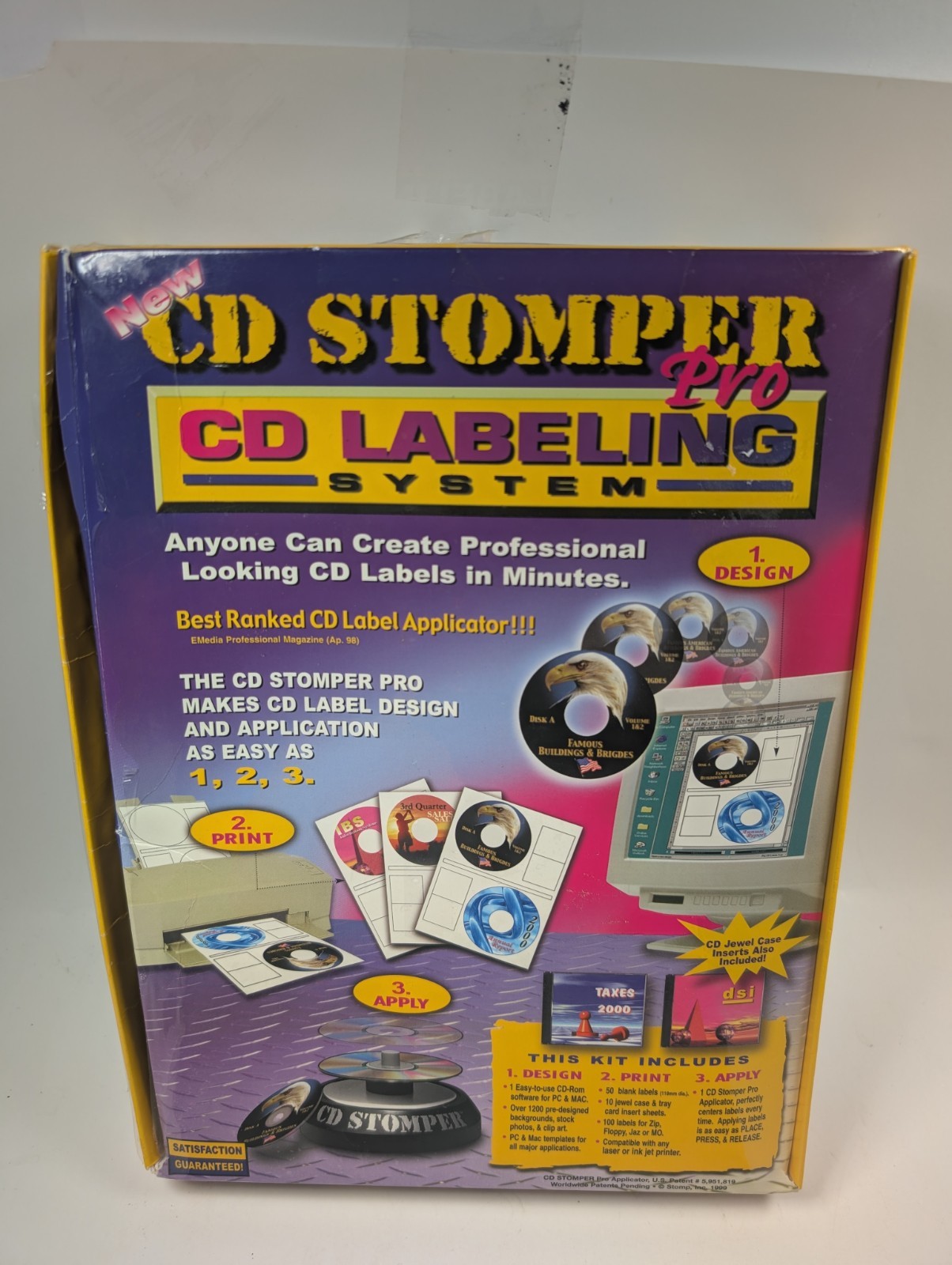 CD Stomper Pro CD DVD Label Maker Applicator Printer Kit Software Vintage - New