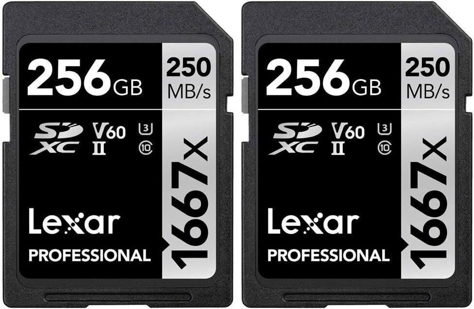Lexar Professional SDHC/SDXC 1667x UHS-II 256gb Memory Card 2 Pack...