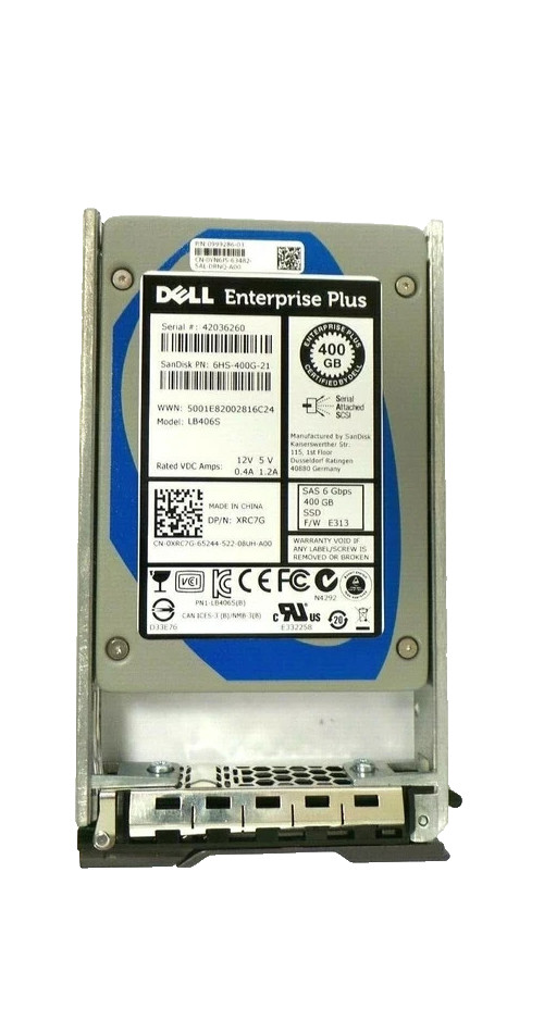 Dell XRC7G-CML Compellent 400GB SSD SAS 2.5 6G LB406S Solid State Drive