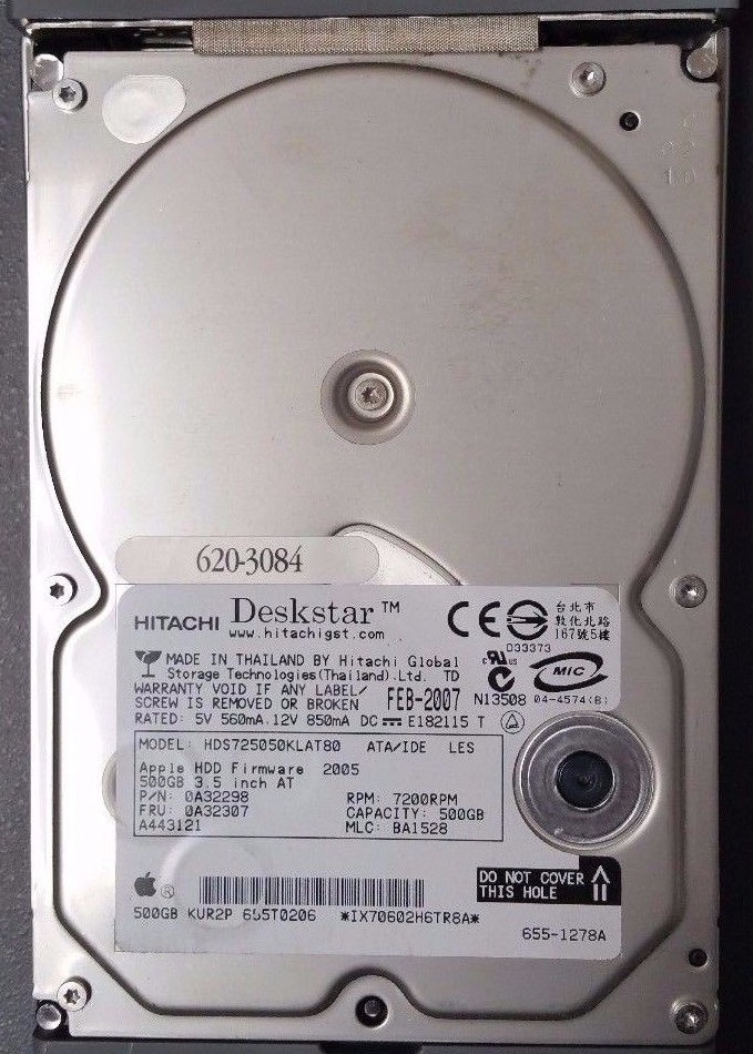 Hitachi 3.5'' 7200 RPM 500GB IDE Apple HDD HDS725050KLAT80 PN: 0A32298