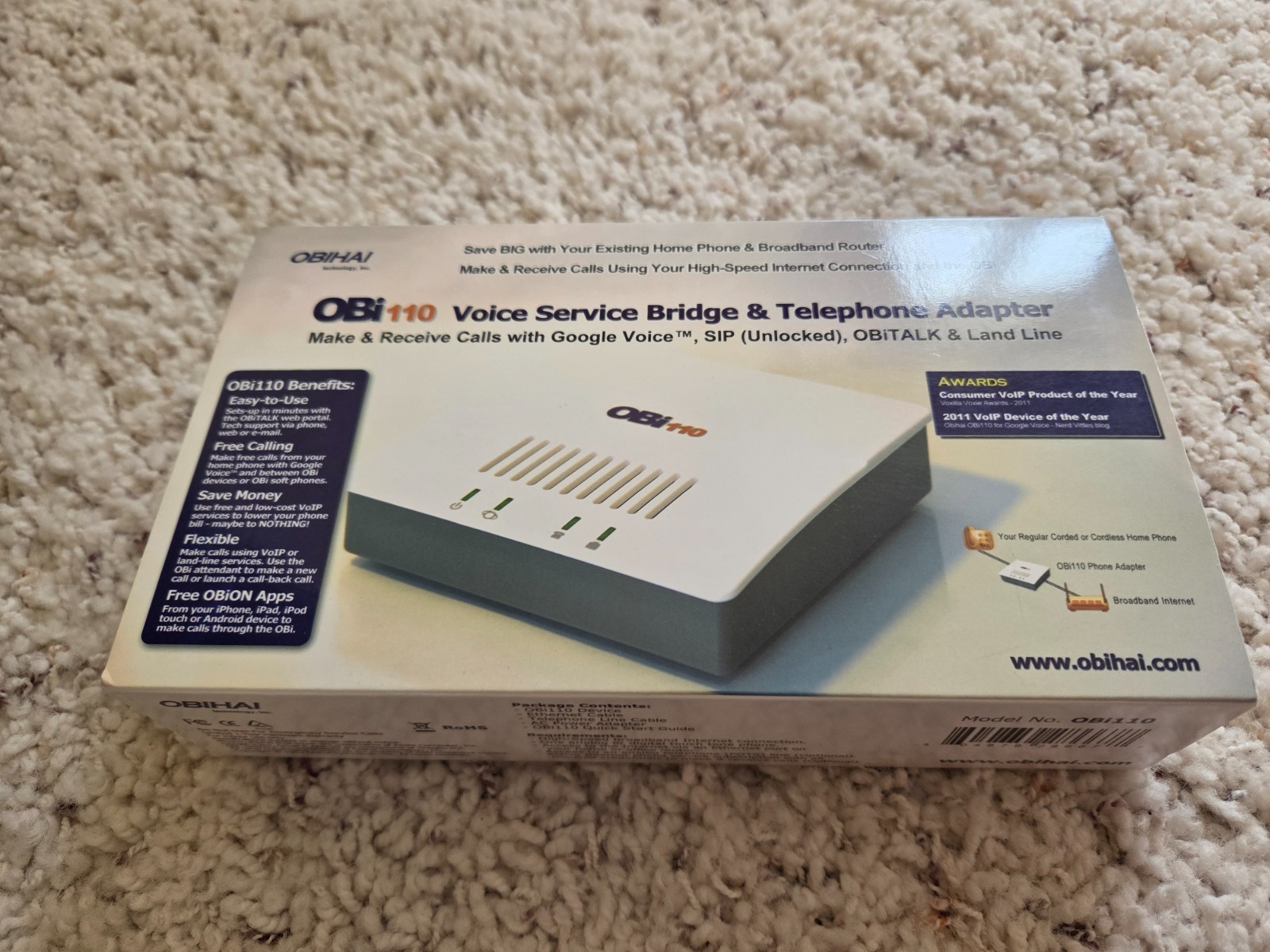 Obihai OBi110 Voice Service Bridge & Telephone Adapter VoIP SIP FXS FXO Gateway