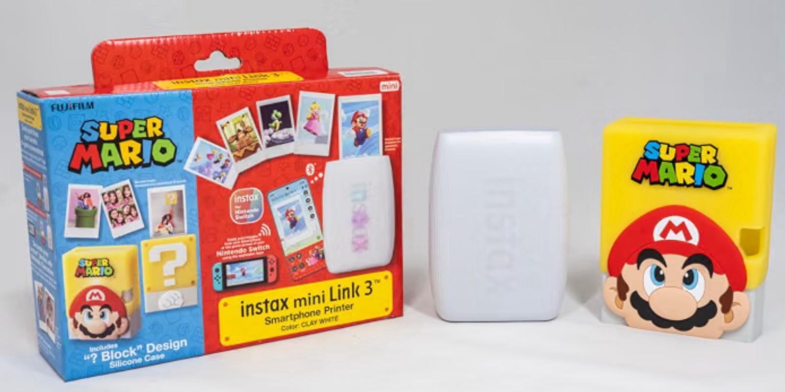 Fujifilm instax mini Link 3 Smartphone Printer - Super Mario Bundle (Clay White)