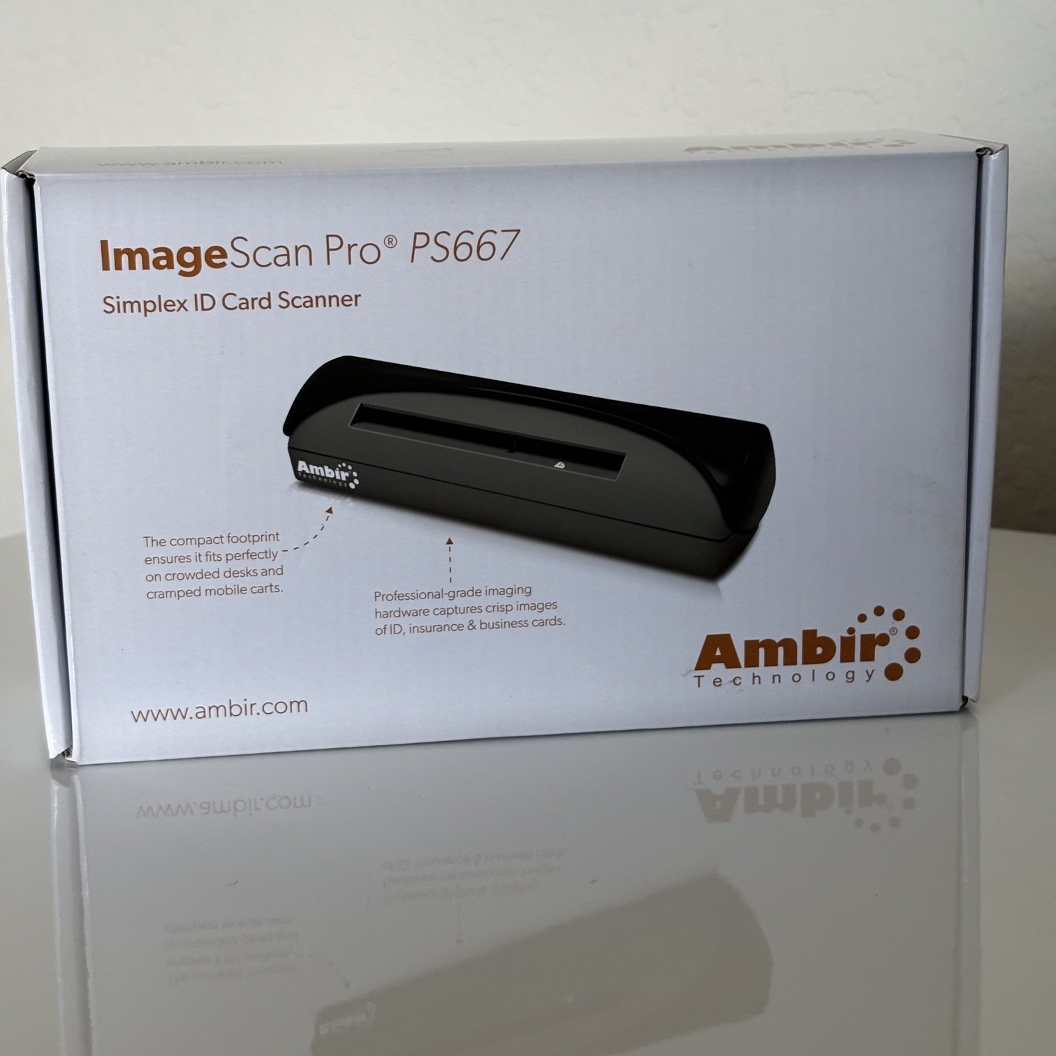 Ambir ImageScan Pro PS667 Simplex USB ID Card Scanner Portable Open Box