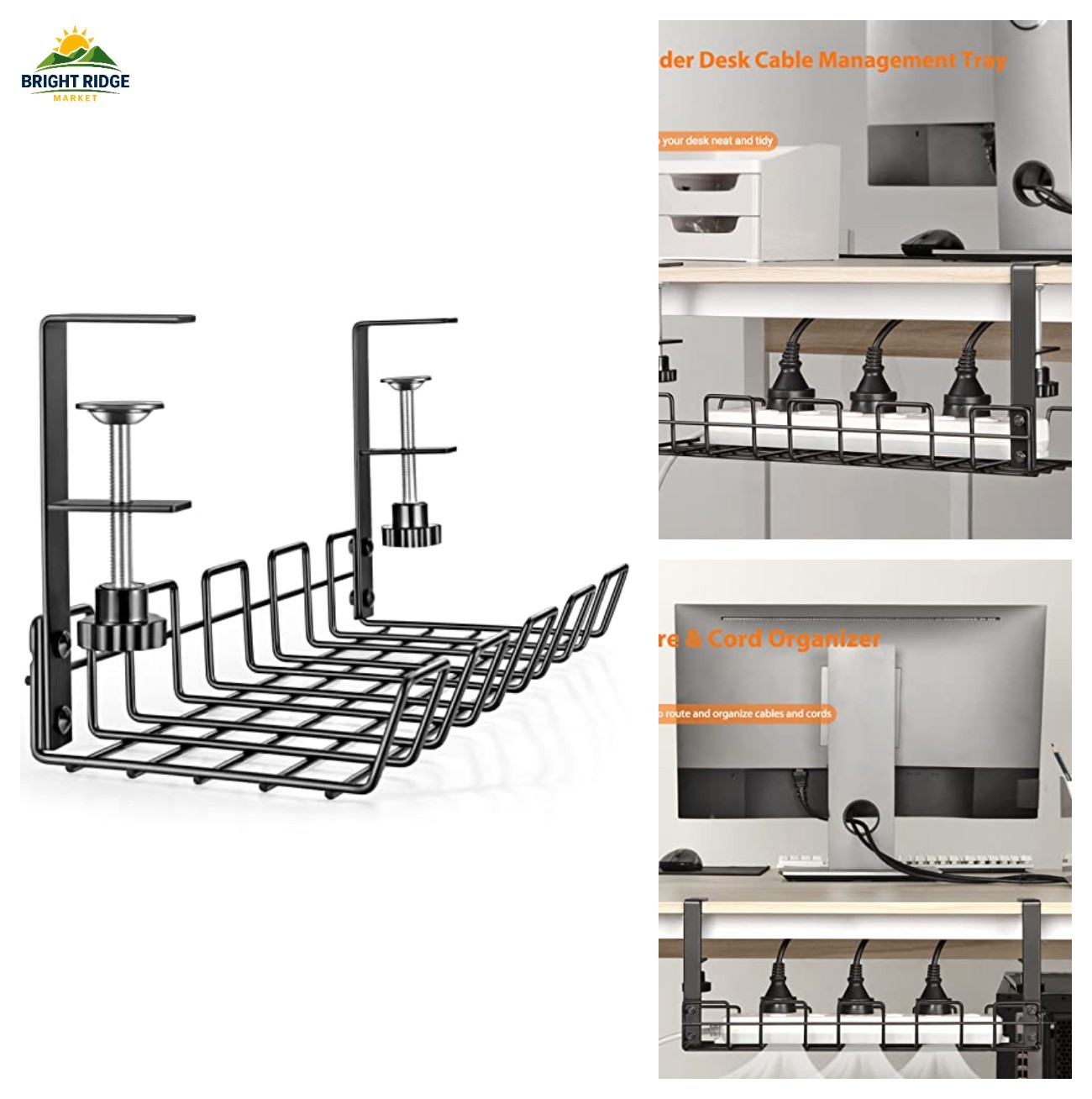 Under Desk Cable Management Tray 14.9 Inch Portable Easy Installation