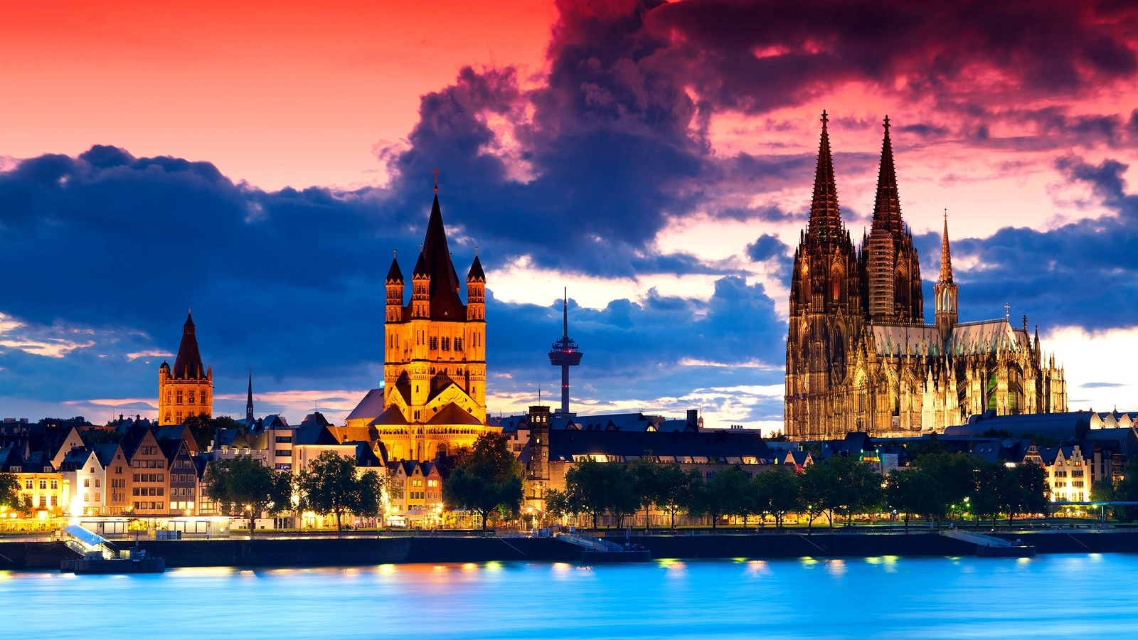 Landscape cologne germany architecture gothic sunset Custom Gaming Mat Desk