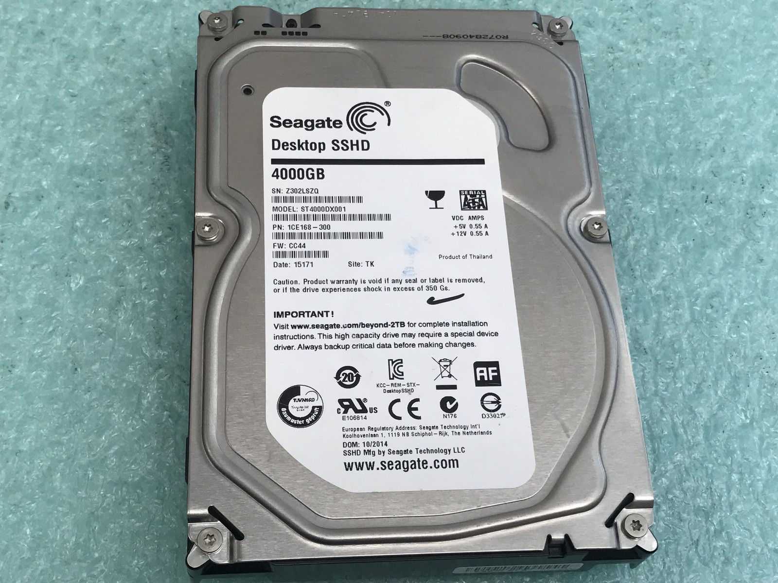 Seagate Desktop SSHD ST4000DX001 4TB 5900RPM 3.5" SATA Hybrid Drive - HD1093A