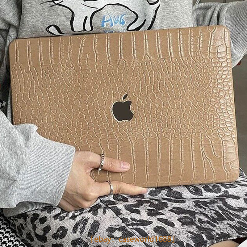2in1 Brown Crocodile PU Leather Case For Macbook M5 Air 13 15 Pro 14 16 12 11 in