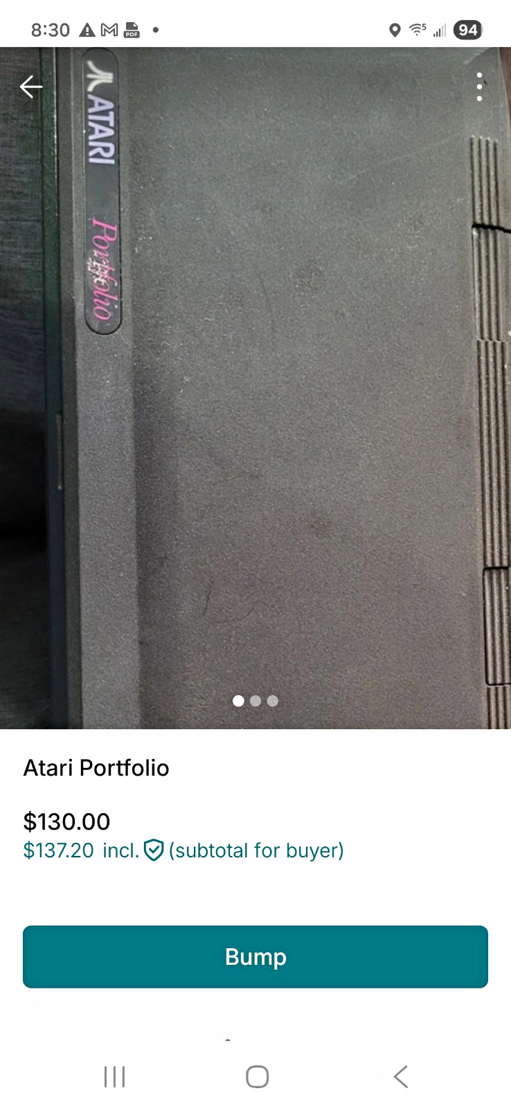 Atari Portfolio Vintage Pocket Computer Handheld Computer