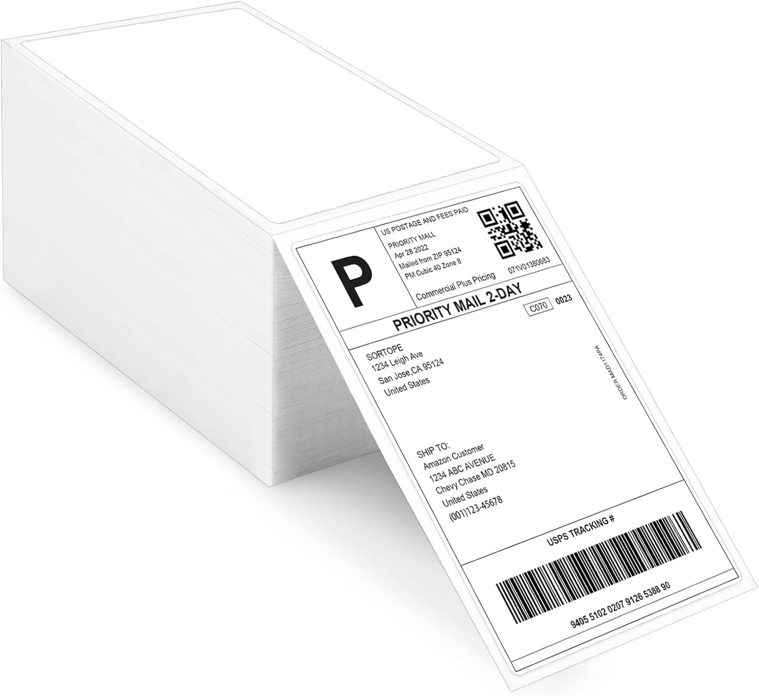 2000PCS 4x6" Fan-Fold Direct Thermal Shipping Paper Address Label Sticker Paper