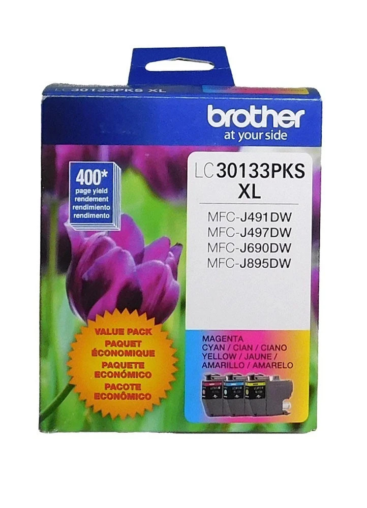Genuine Brother LC30133PKS XL High Yield Color Ink Cartridges 3Pack EXP 2027++