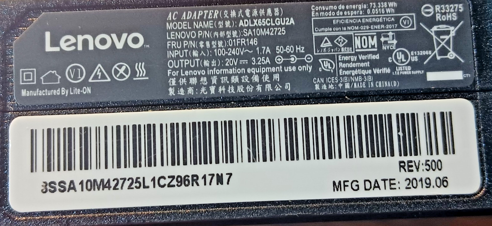 Genuine 65W ADLX65CLGU2A Adapter Charger For Lenovo IdeaPad 310 110 4.0*1.7mm