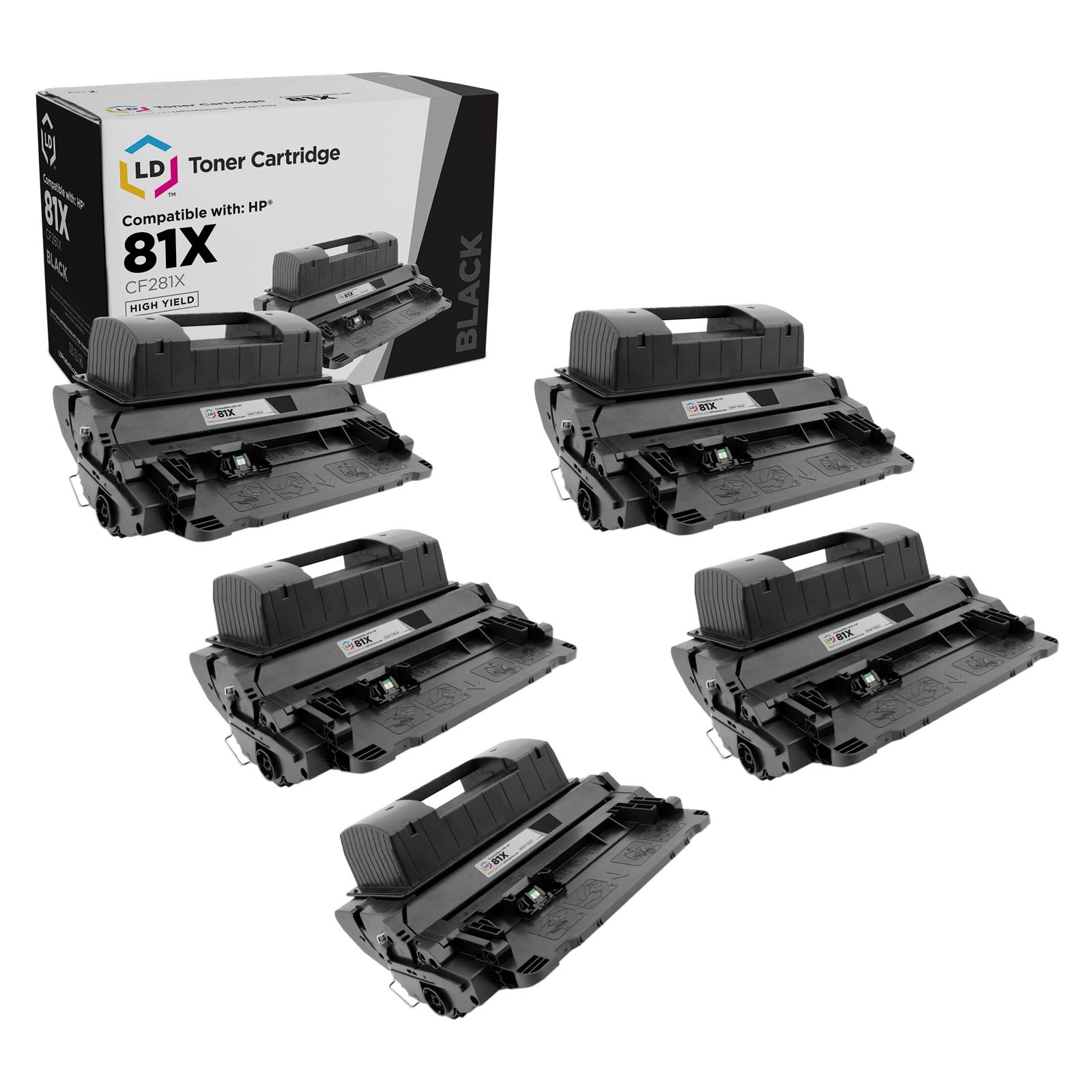 5PK LD Replacement CF281X Compatible With HP 81X Black for M604 M605 M606 M605x