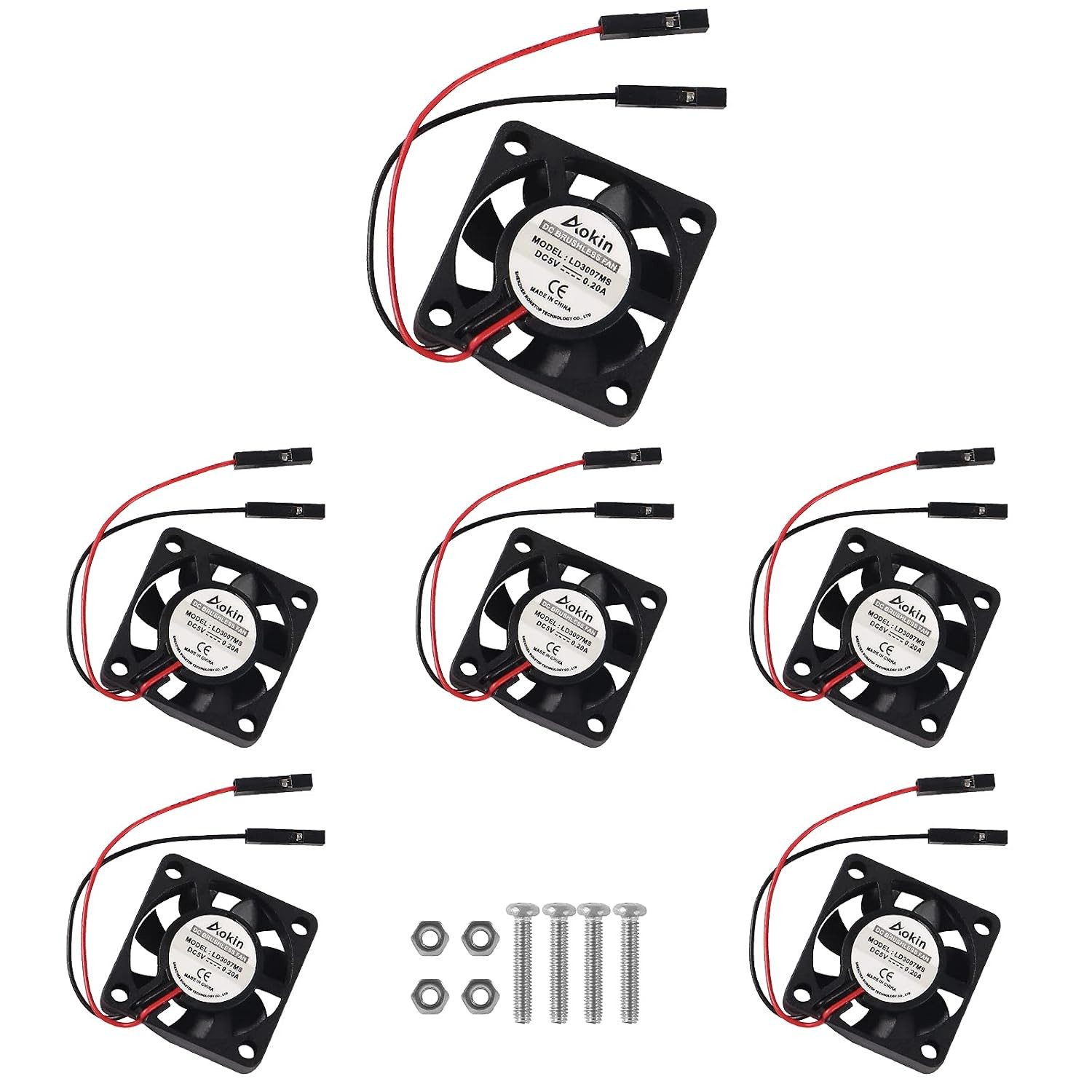 6 Pcs Mini Cooling Fan for Raspberry Pi 4/5, 30X30X7Mm, Quiet, Long Life