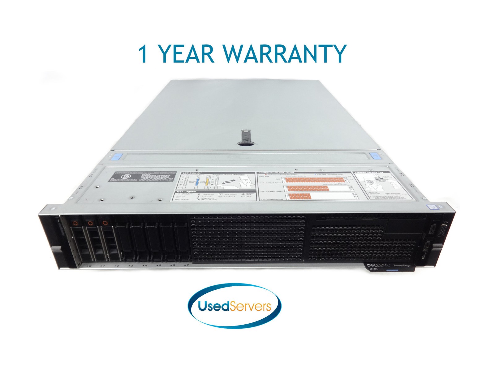 Poweredge R740 8SFF TPM 2.0 2x Gold 5118 2.3GHZ=24Cores NO RAM 3x HD TRAY H730P