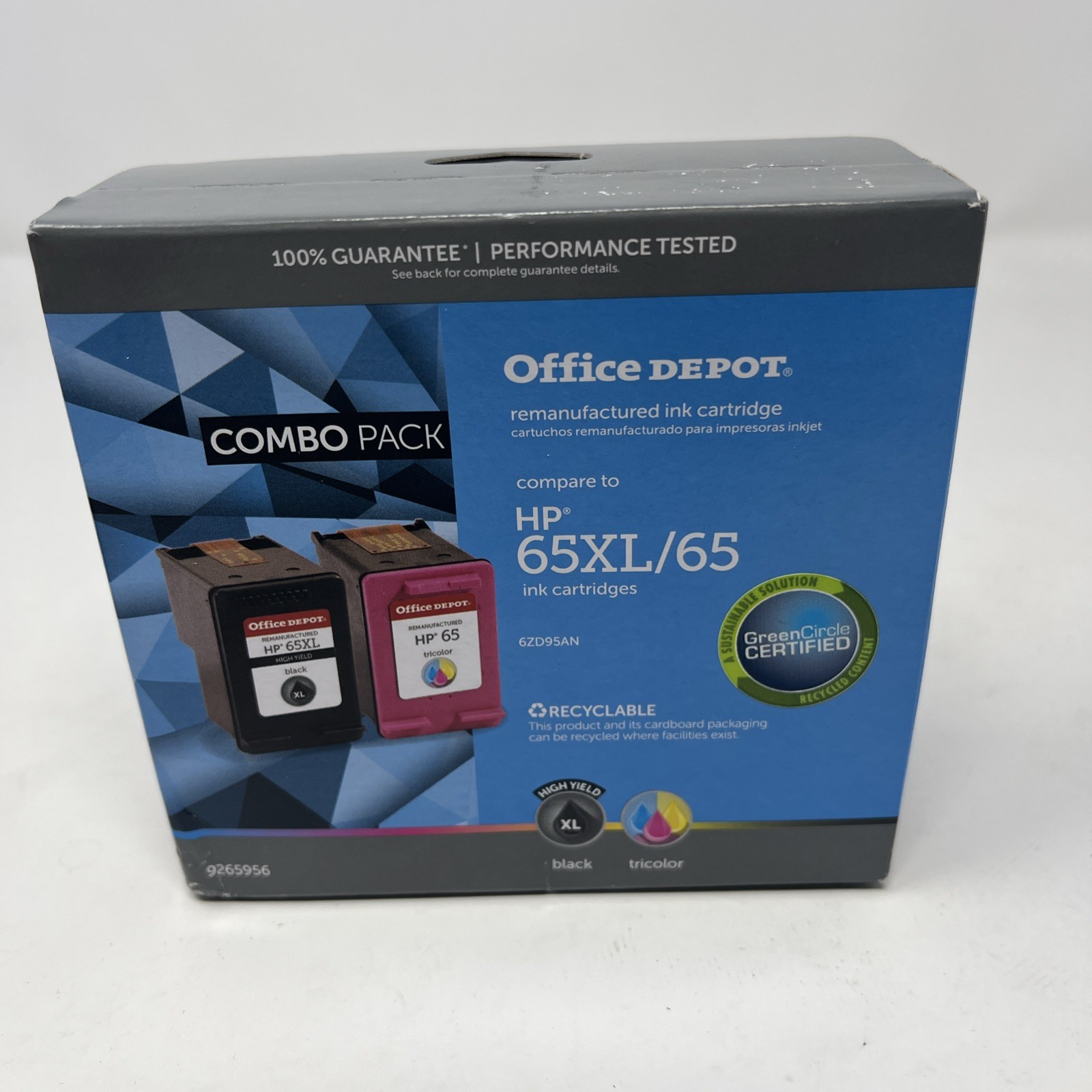OFFICE DEPOT HIGH-YIELD TRI-COLOR INK CARTRIDGE HP 65XL/65 - BLACK TRI-COLOR