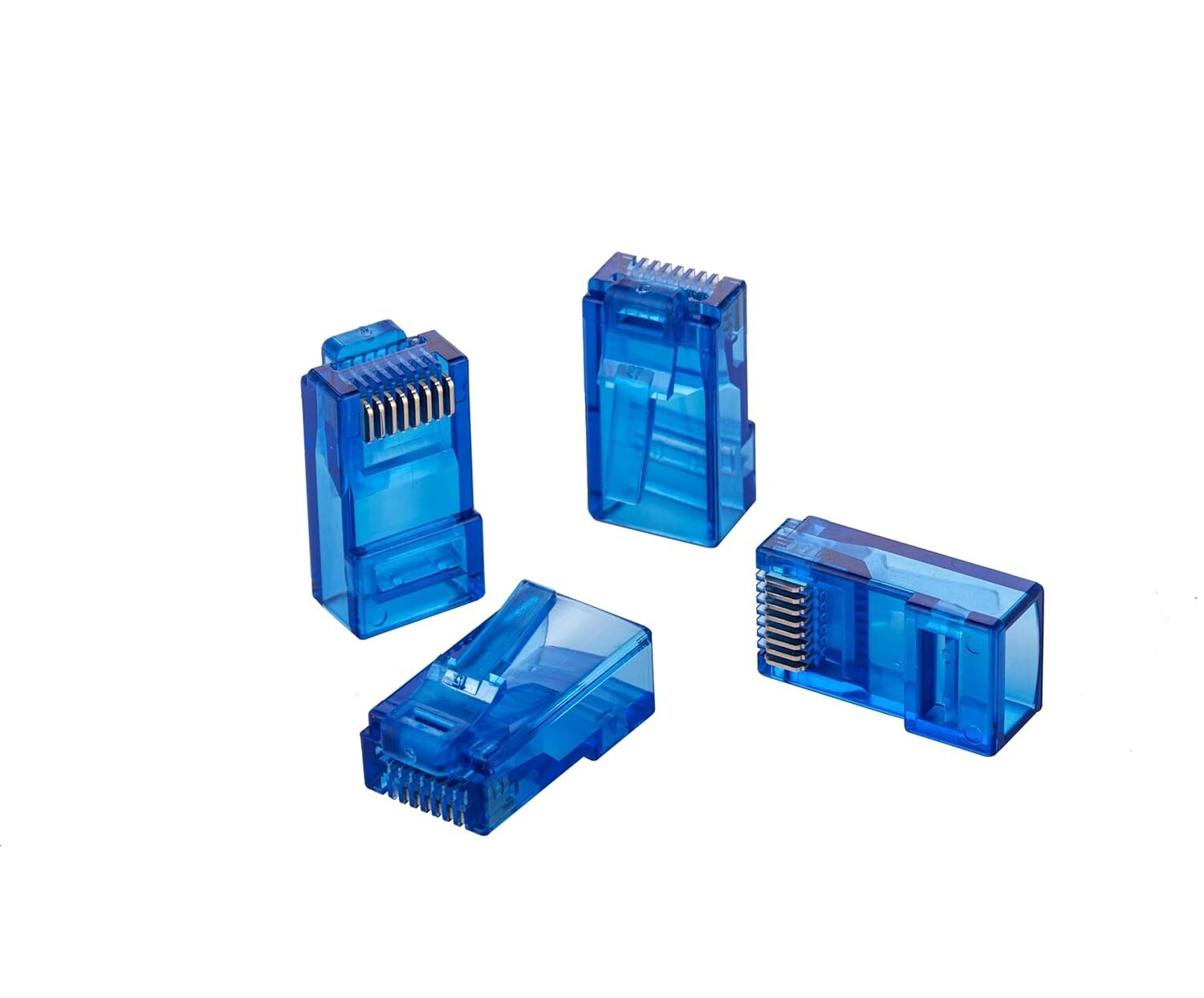 Blue RJ45 EZ Modular Plug CAT6 UTP Network Cable End Pass-Thru Connector Lot