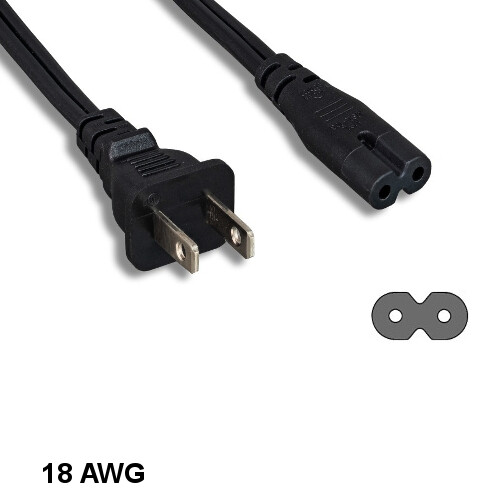 [10X] 6' Non-Polarized 2 Prong Power Cord NEMA 1-15P to C7 18AWG 10A/125V SPT-2