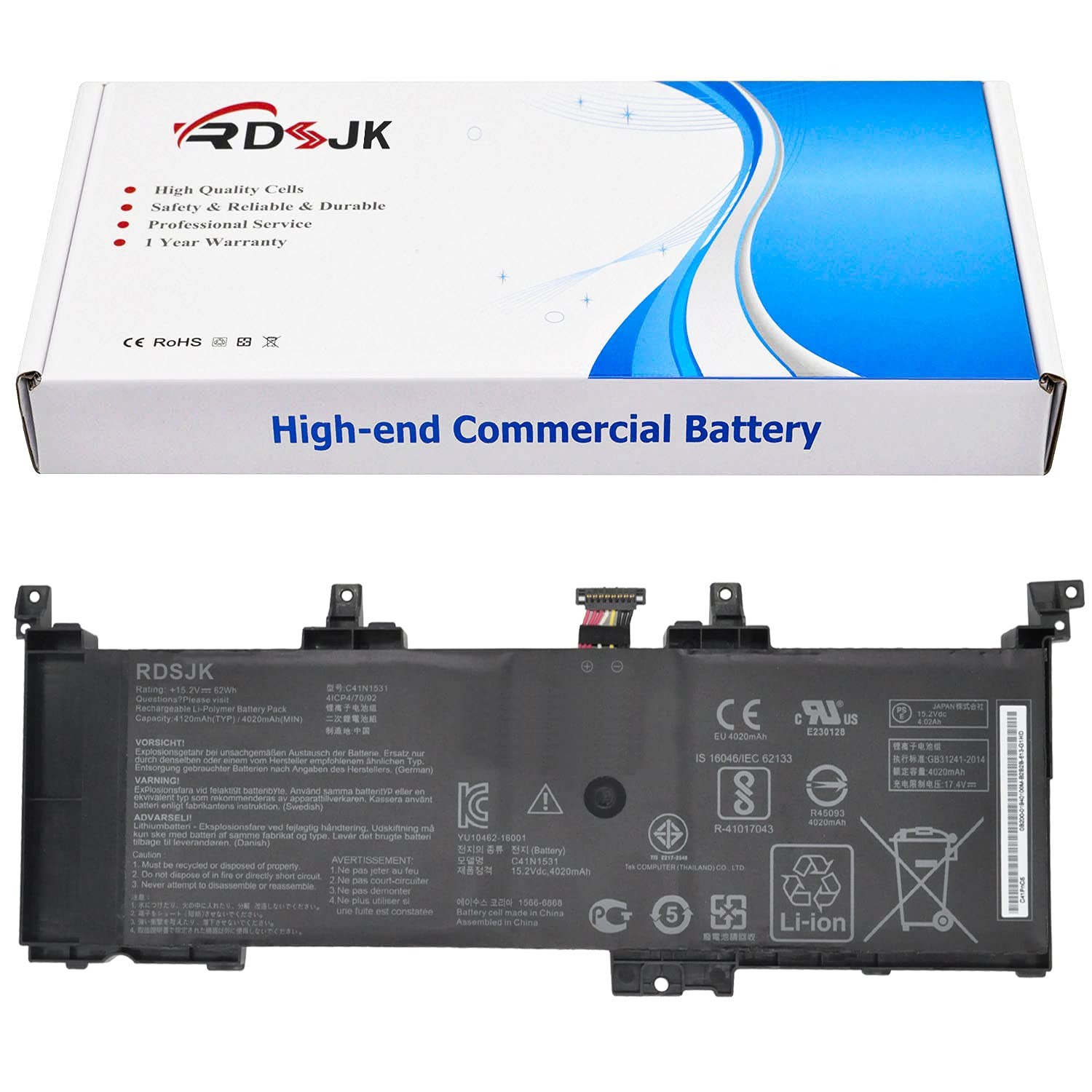RDSJ C41N1531 Laptop Battery for Asus (ROG Strix) GL502VS GL502VS-1A GL502VS-1E