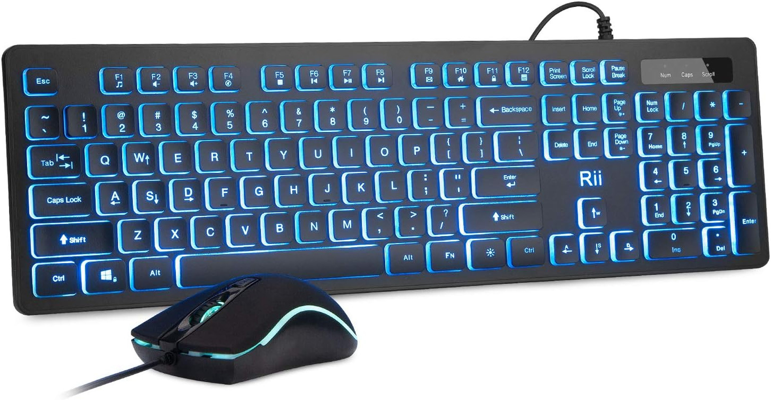 Wired Keyboard and Mouse Combo,Three Colors Backlit