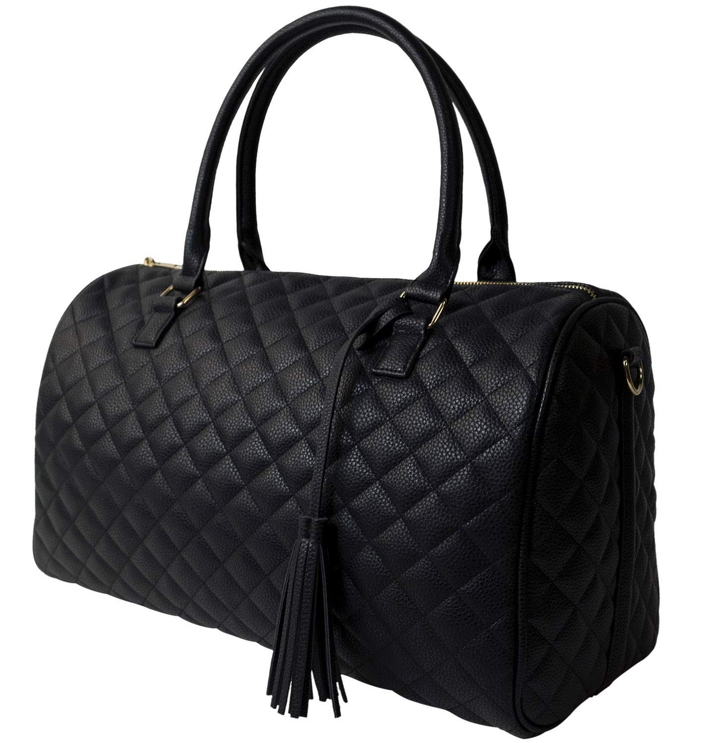 Womens Quilted Weekender Duffle Carry Bags Overnight Travel Handbag Shoulder