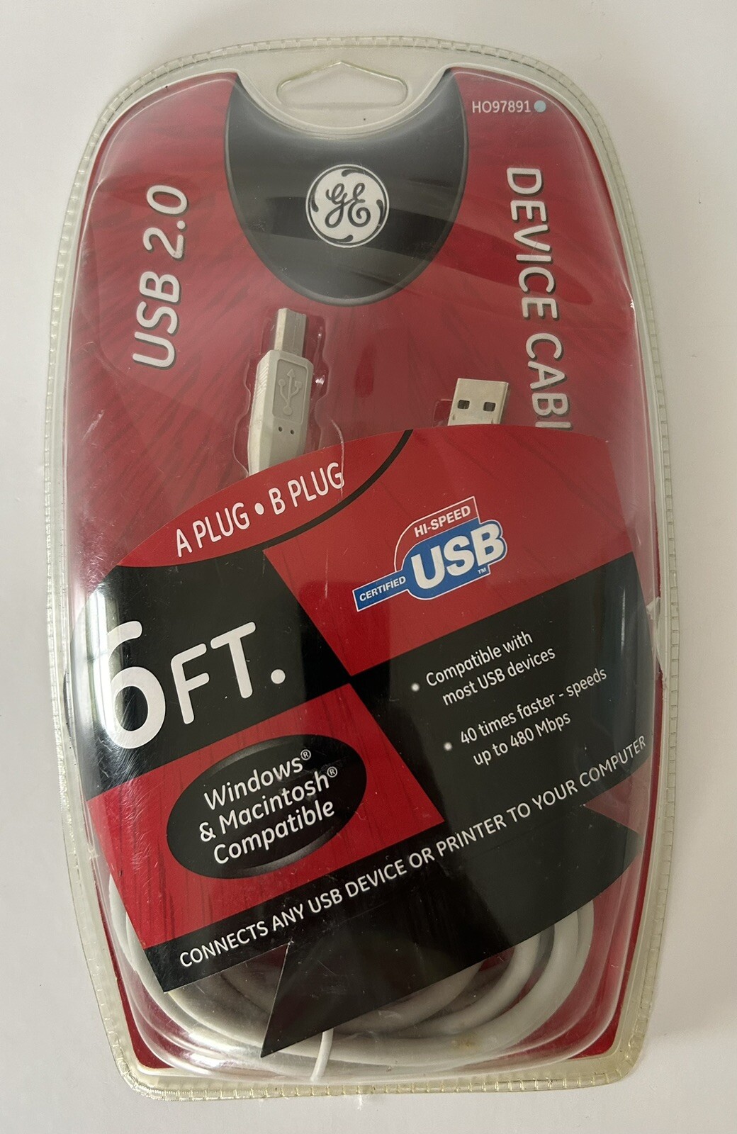A-B High Speed USB 2.0 6' Device Cable General Electric GE