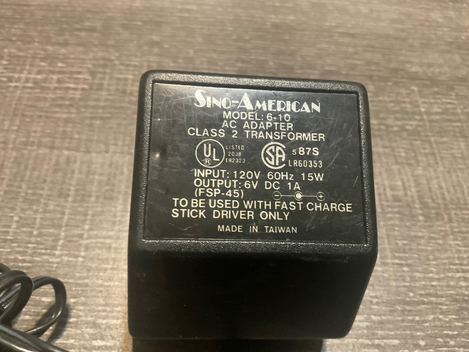 SINO-AMERICAN Model 6-10 AC Adapter Supply Charger Mains Class 2
