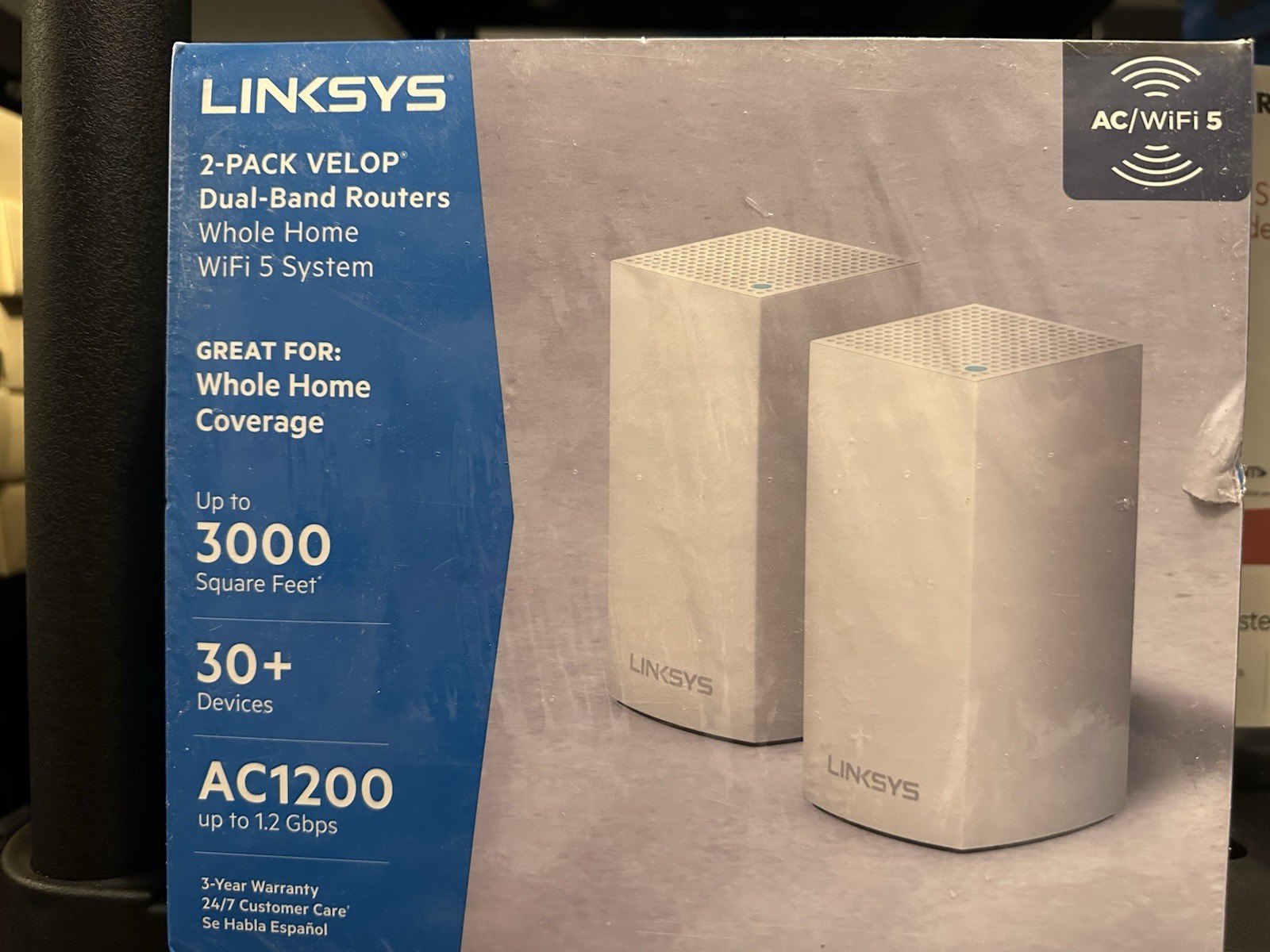 Linksys 2 Pack Velop Home Wi-Fi System tri-band series up tp 3000 SQ FT