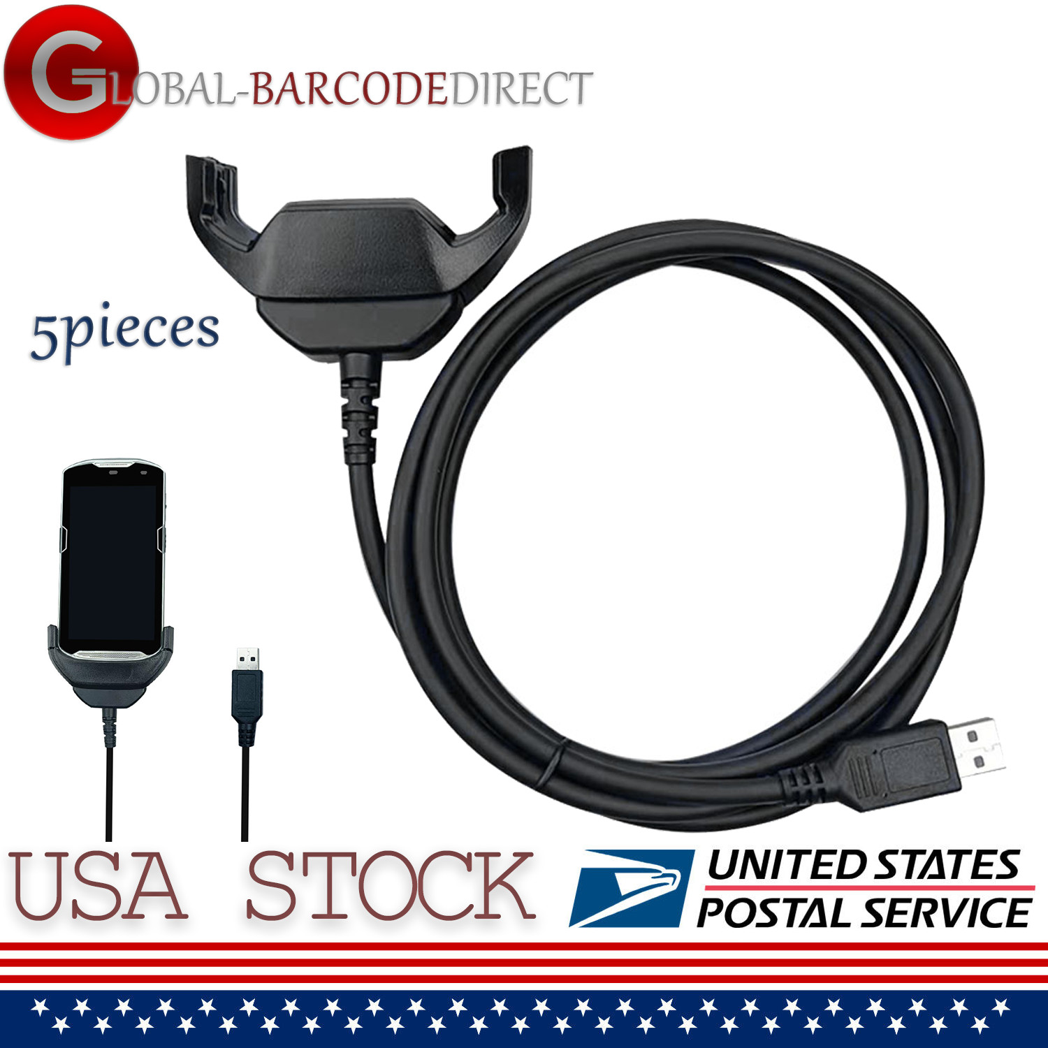 5x USB Cable (CBL-TC51-USB1-01) Replaces for Zebra TC51 TC510K TC56 TC52 TC57
