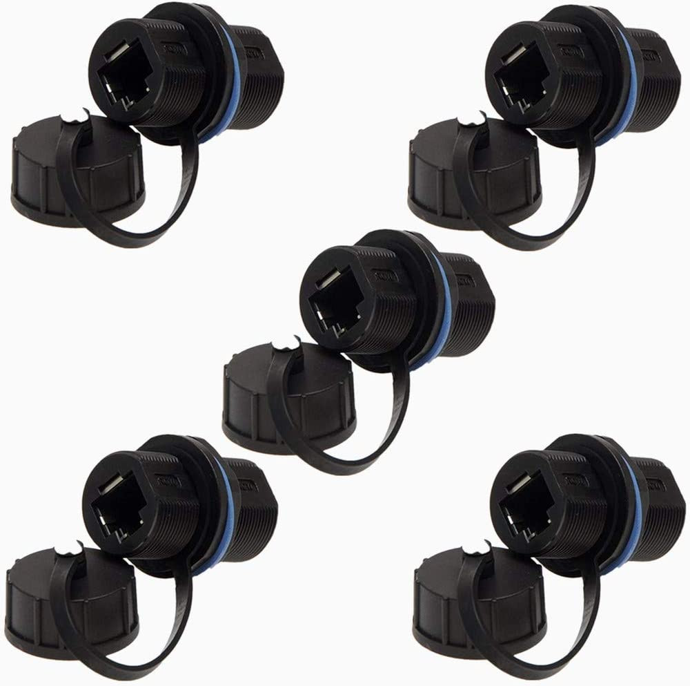 5PCS Panel Mounting Shielded RJ45 Waterproof Cat5/5E/6 8P8C Connector Ethernet L
