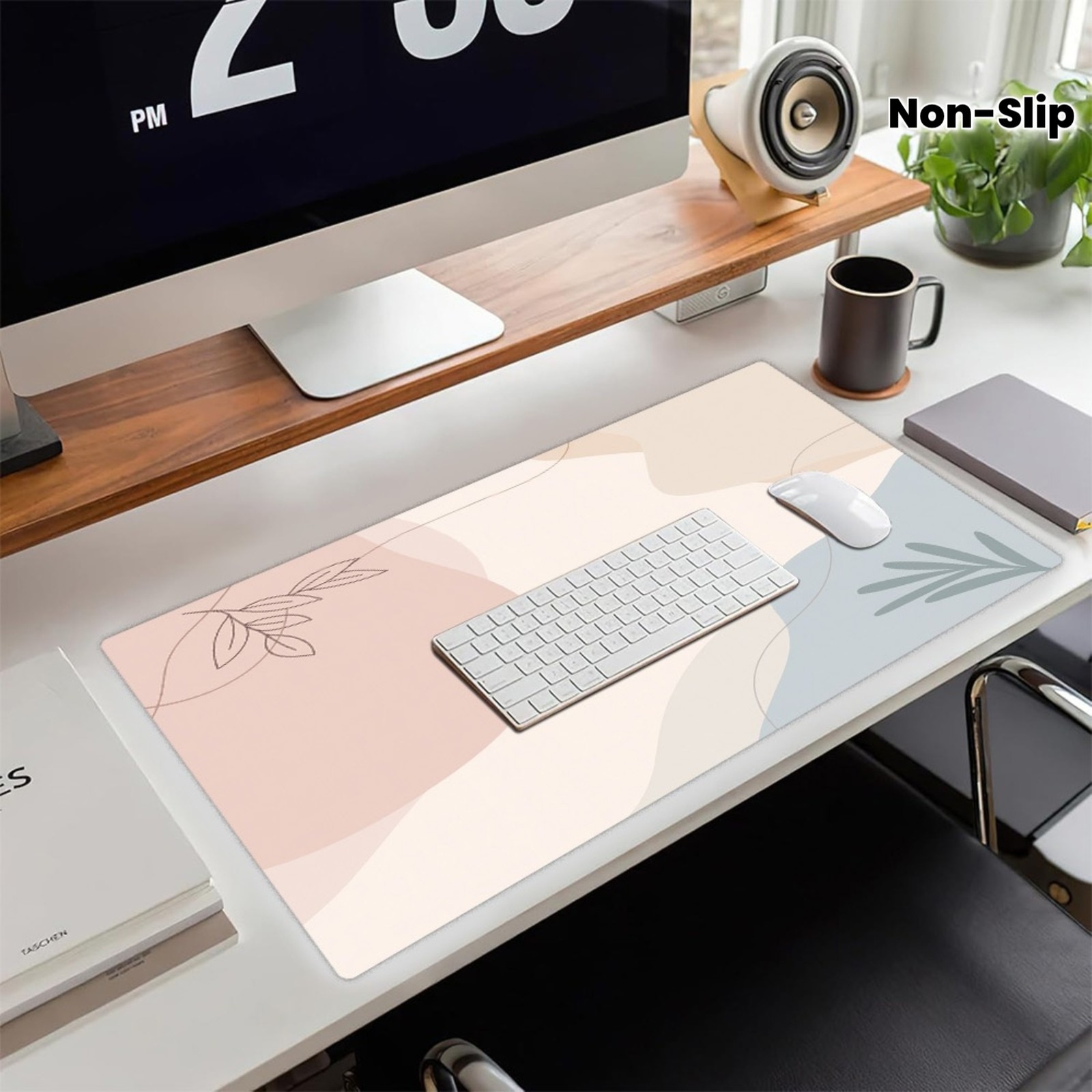 1pc Multi-size Table Mat, Abstract Leaf Theme Mouse Mat, Non-slip Rubber Base
