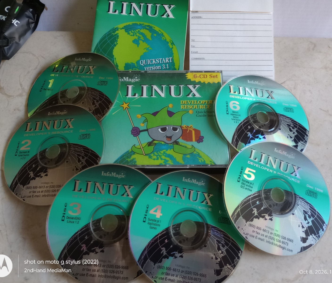 DEC 1996 INFOMAGIC LINUX DEVELOPER'S RESOURCE 6 DISC CD SET GREEN W/CROWN/KING