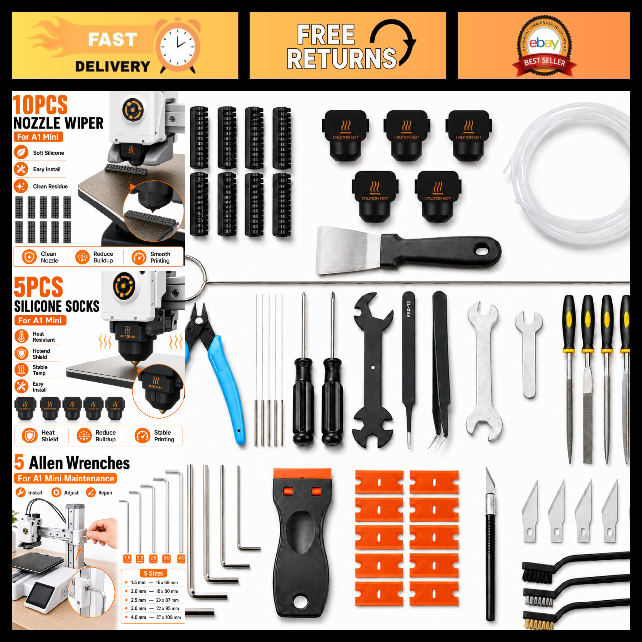 3D Printer Maintenance Tool Kit for Mini & Combo Models, Essential Repair Tools
