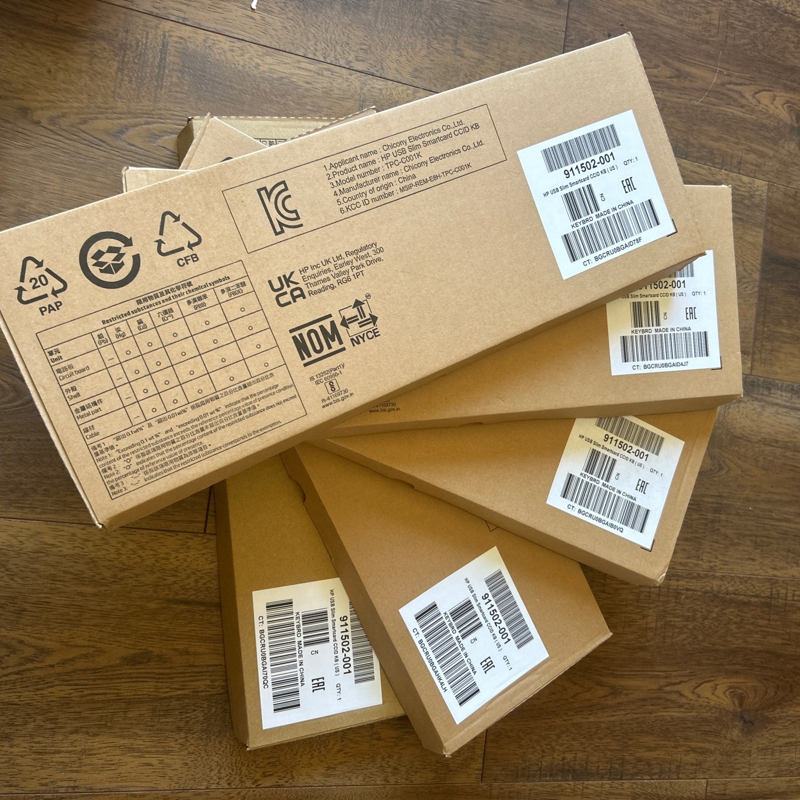 *LOT Of 5*HP USB Slim Smartcard CCID Keyboard TPC-C001K - Black (911502-001) NEW