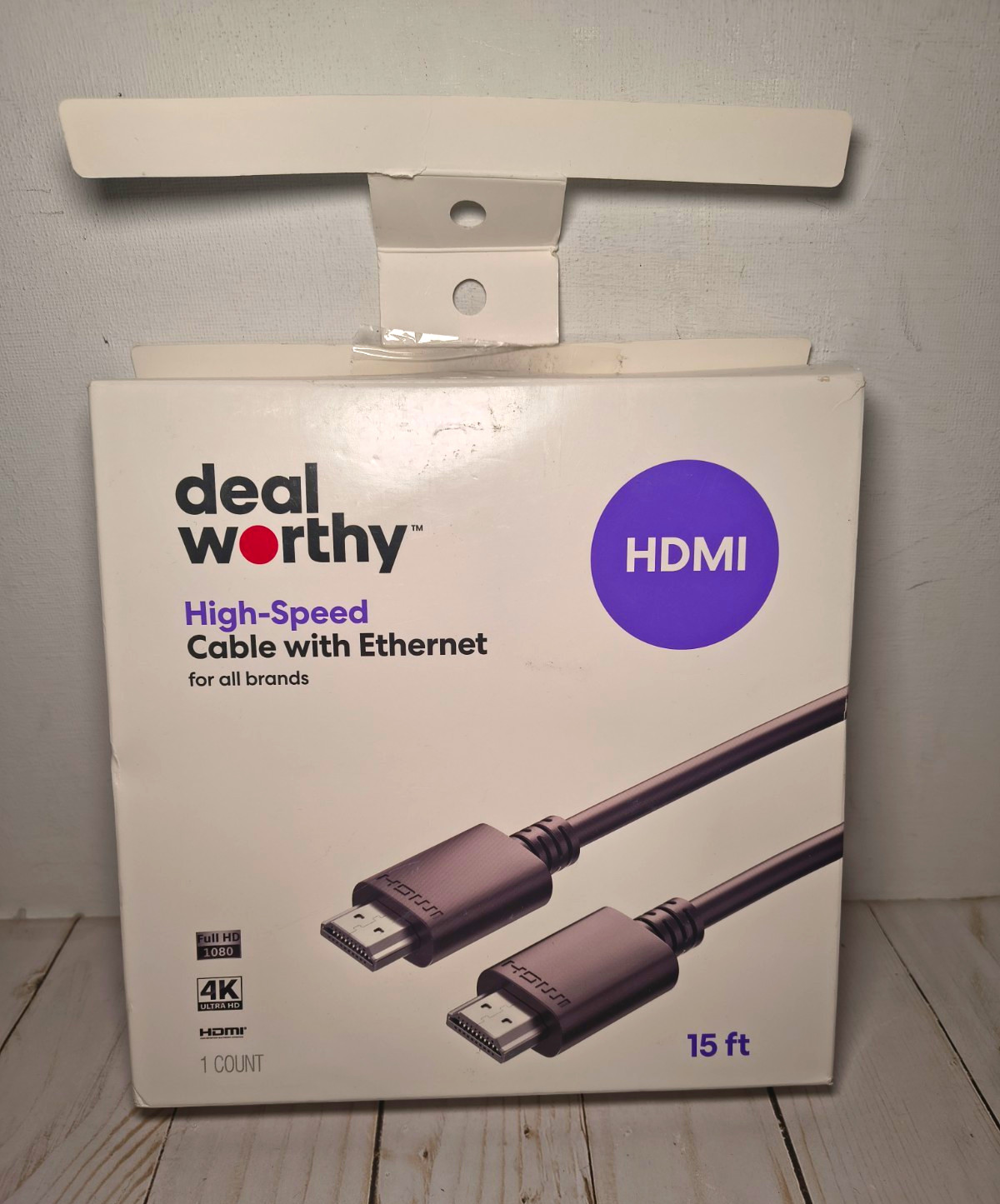Deal Worthy High Speed HDMI Cable w/ Ethernet 15 ft Black HDMI M-M