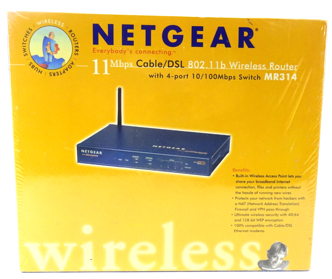 Netgear MR314 802.11b Wireless Cable / DSL Router with 4-Port Switch SEALED BOX