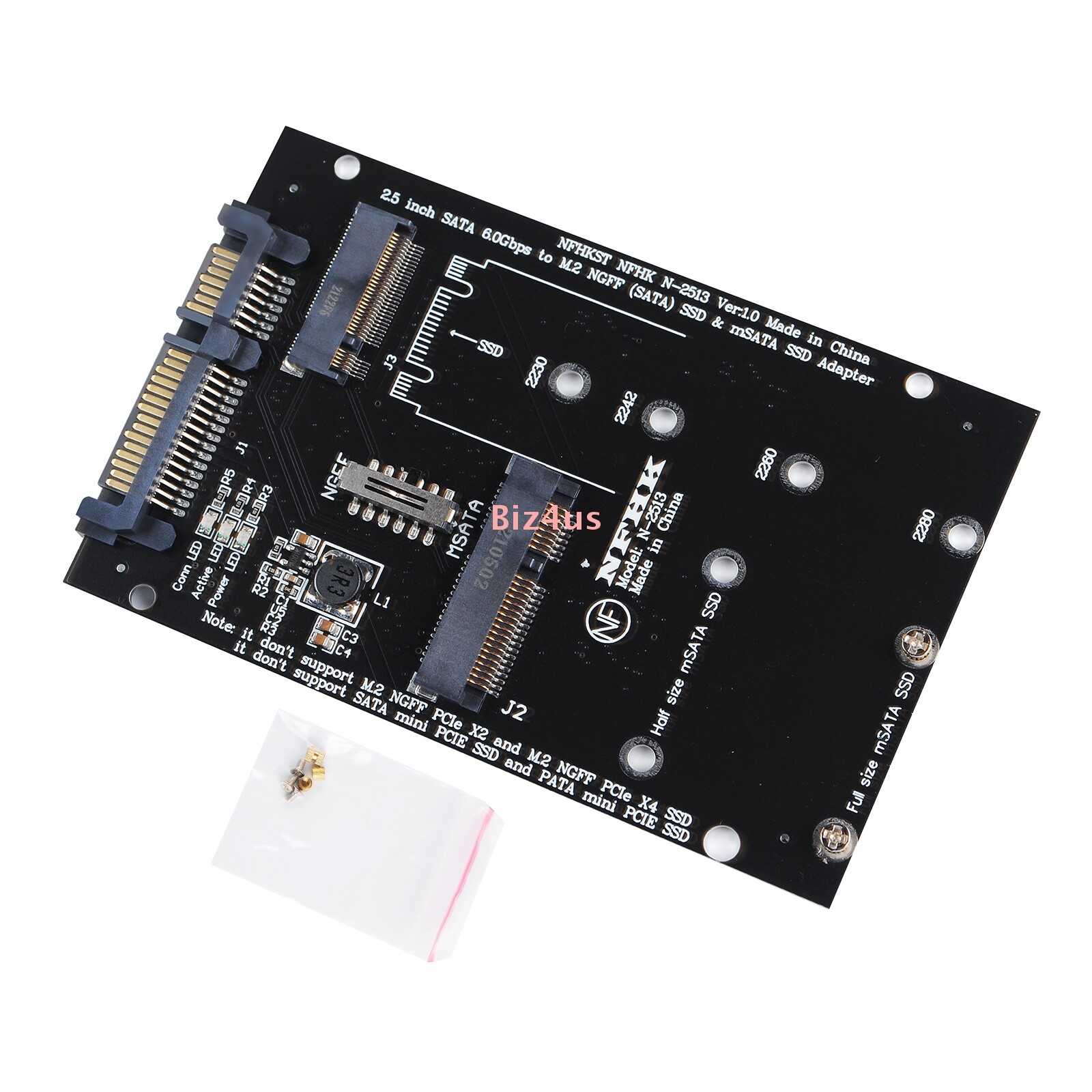 mSATA / M2 NGFF SSD to SATA 3 Converter Adapter Combo Card M.2 2 In 1 Card @US