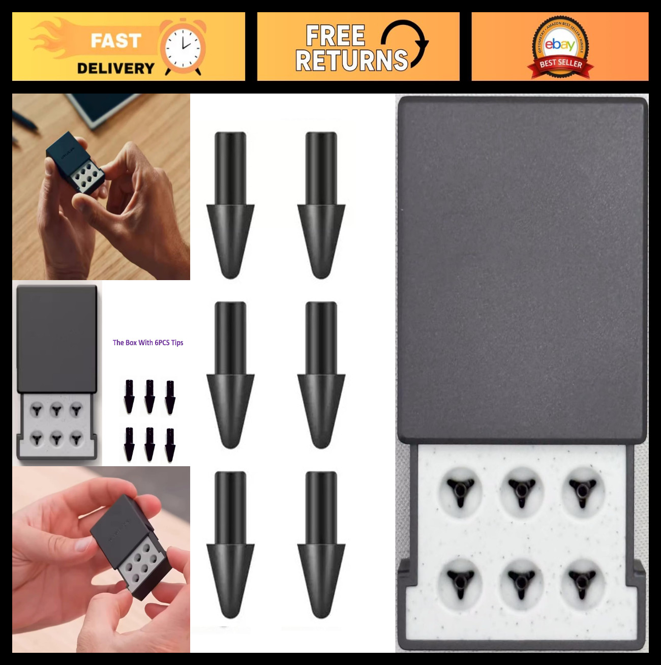 6PCS Replacement Tips for Remarkable Paper Pro Pen - Carbon-Filled Nibs with Sto