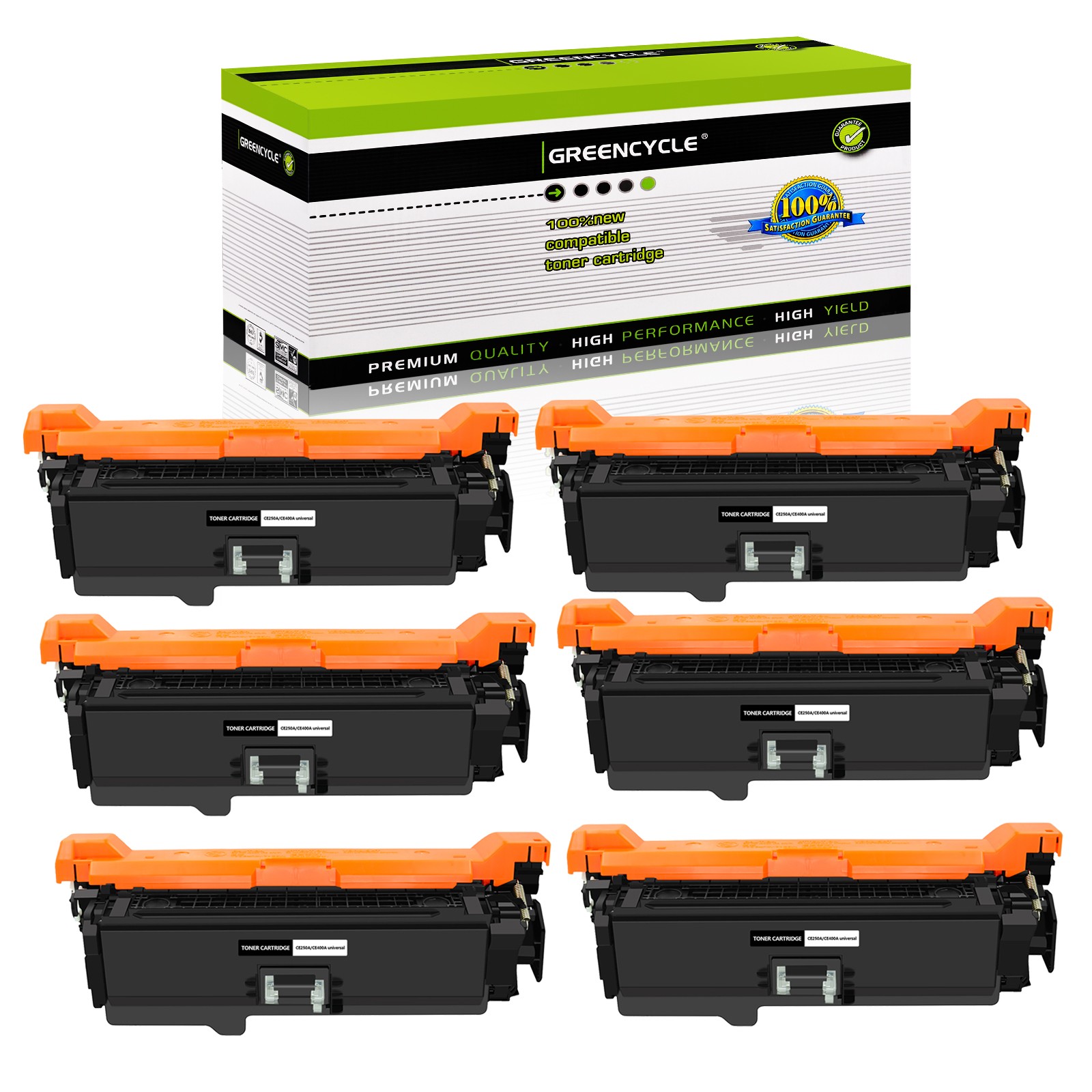 6PK CE250A Toner Cartridge Compatible for HP Color LaserJet 3525n 3525dn CP3525x