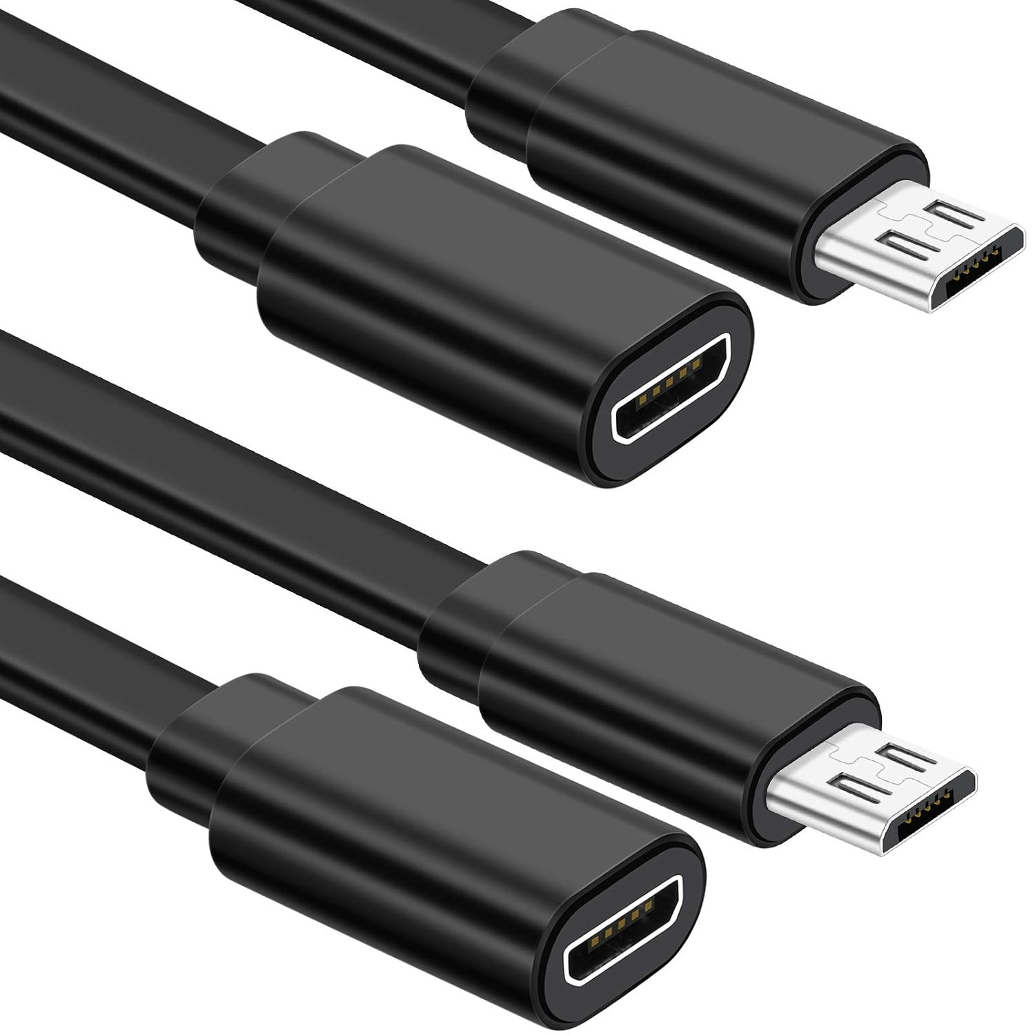 Sumind 2 Pack 10 Ft (3 Meters) Micro USB Extension Cable, Male to Female Cord Co